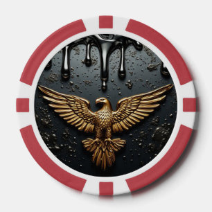 Lot De Jeton De Poker Emblème d'aigle doré aux ailes déployées