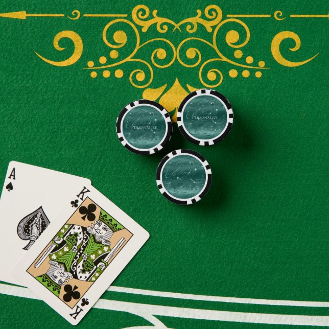 Lot De Jeton De Poker Emerald Green Glitzy Marble personnalisé (Table de poker (pile))
