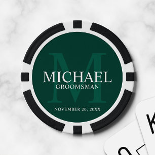 Lot De Jeton De Poker Emerald Personnalisé Groomsmen's name&monogram