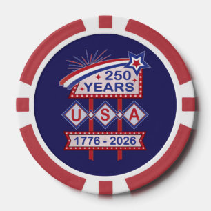 Lot De Jeton De Poker Enseigne de marquise rétro USA 250e anniversaire 1