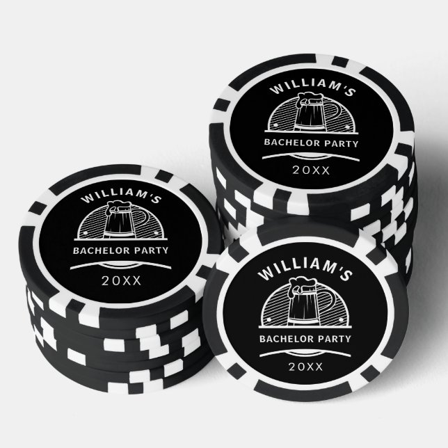 Lot De Jeton De Poker Enterrement de vie de garçon bière noir et blanc (Empiler)