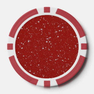 Lot De Jeton De Poker Étoiles de parties scintillantes - rouge argenté