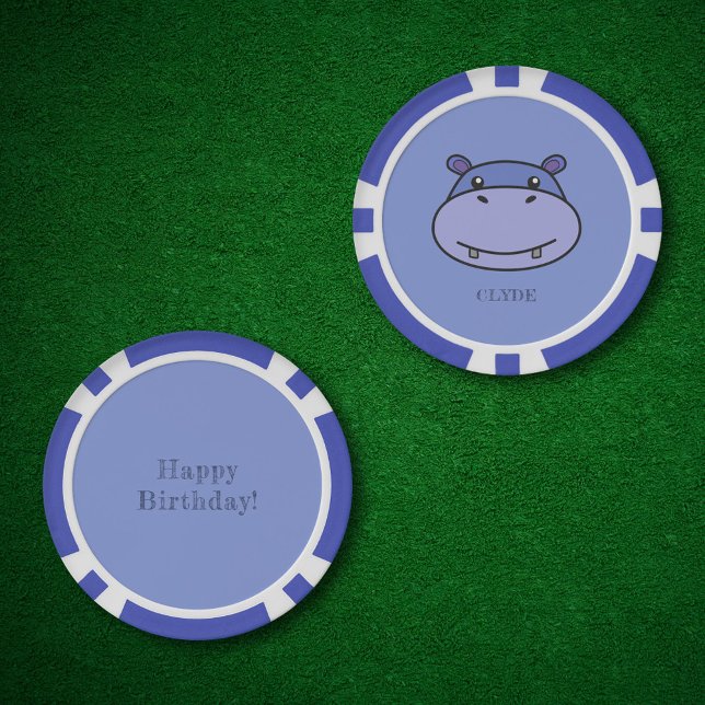 Lot De Jeton De Poker Face Hippo mignonne (Cute Hippo Face Poker Chips)