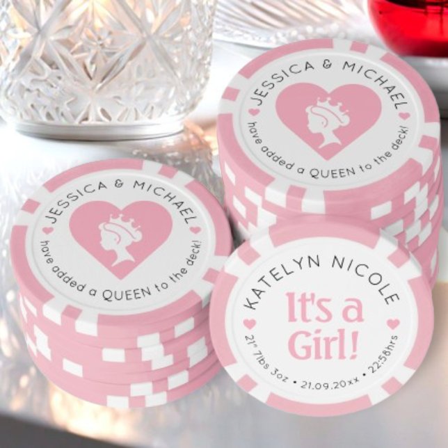 Lot De Jeton De Poker Faire-part personnalisé bébé fille personnalisée (Créateur téléchargé)