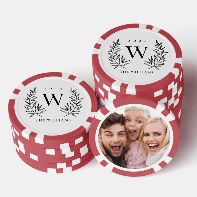 Lot De Jeton De Poker Famille photo Monogramme moderne (Empiler)