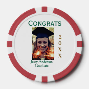 Lot De Jeton De Poker Félicitations diplômé vert or année 20XX nom simpl