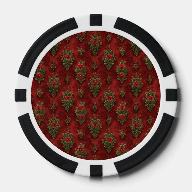 Lot De Jeton De Poker Festive Damask  (Recto)