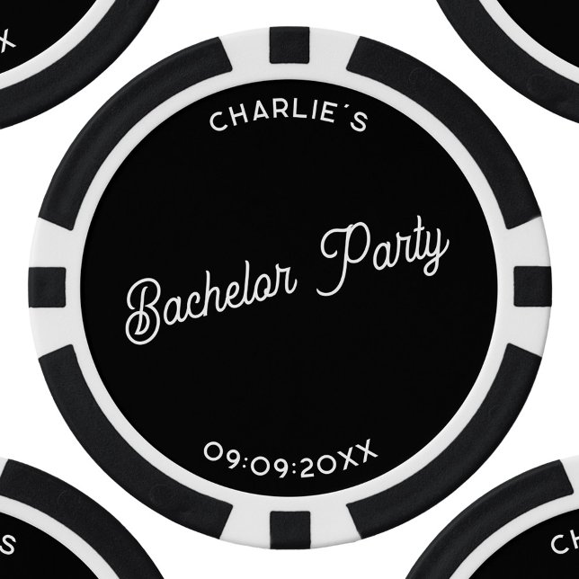 Lot De Jeton De Poker Fête de célibataire personnalisée (Personalized custom text monochrome black and white bachelor stag party poker chip)