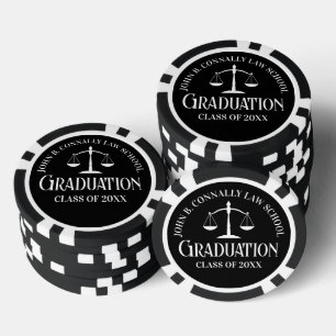 Lot De Jeton De Poker Fête de remise de diplômes personnalisée noir blan