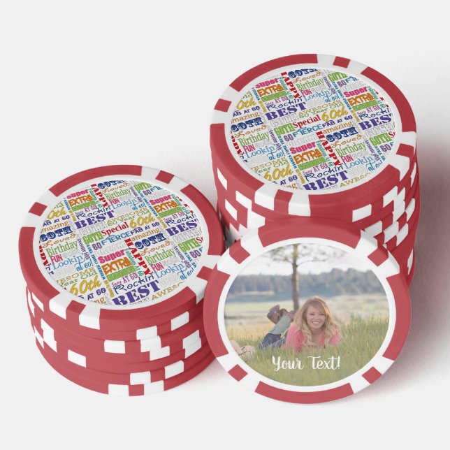 Lot De Jeton De Poker Fête spéciale 60th Birthday (Empiler)