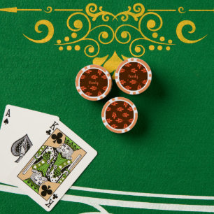 Lot De Jeton De Poker Feuille rouge nom personnalisé brun