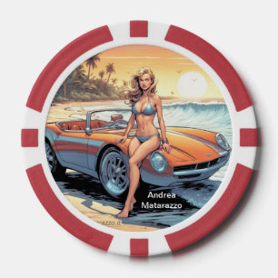 Lot De Jeton De Poker Fille avec voiture de sport