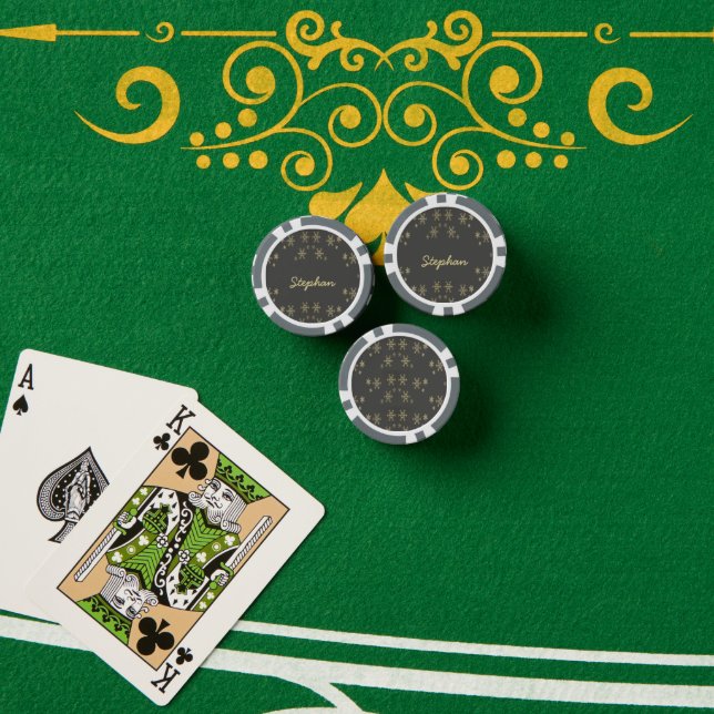 Lot De Jeton De Poker Flacons de neige dorés sur gris (Table de poker (pile))