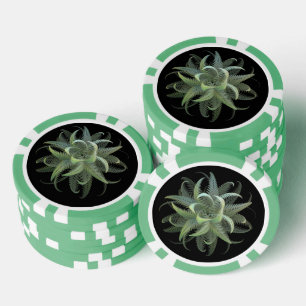 Lot De Jeton De Poker Fleur de fougère fractale 