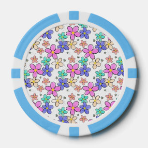Lot De Jeton De Poker fleurs arc-en-ciel colorées lumineuses abeilles bo