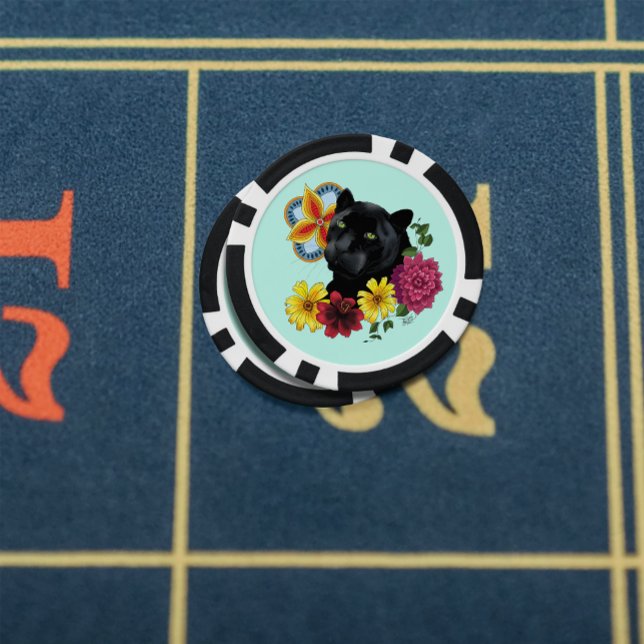 Lot De Jeton De Poker Fleurs de Portrait Jaguar Noir (Créateur téléchargé)