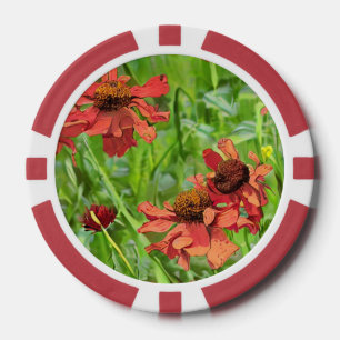 LOT DE JETON DE POKER FLEURS DE RUDBECKIA ROUGES
