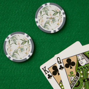 Lot De Jeton De Poker Fleurs d'orchidées blanches tropicales