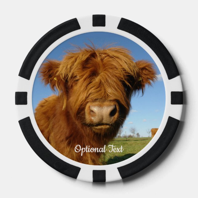 Lot De Jeton De Poker Fluffy Scottish Highland Cow (Recto)