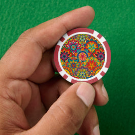Lot De Jeton De Poker Funky Retro couleur Motif Mandala
