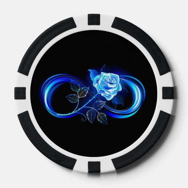 Lot De Jeton De Poker Glowing infinity with blue rose (Recto)