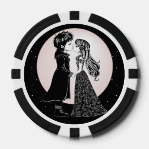 Lot De Jeton De Poker Gothique Emo Enfants Kiss Valentine's Day