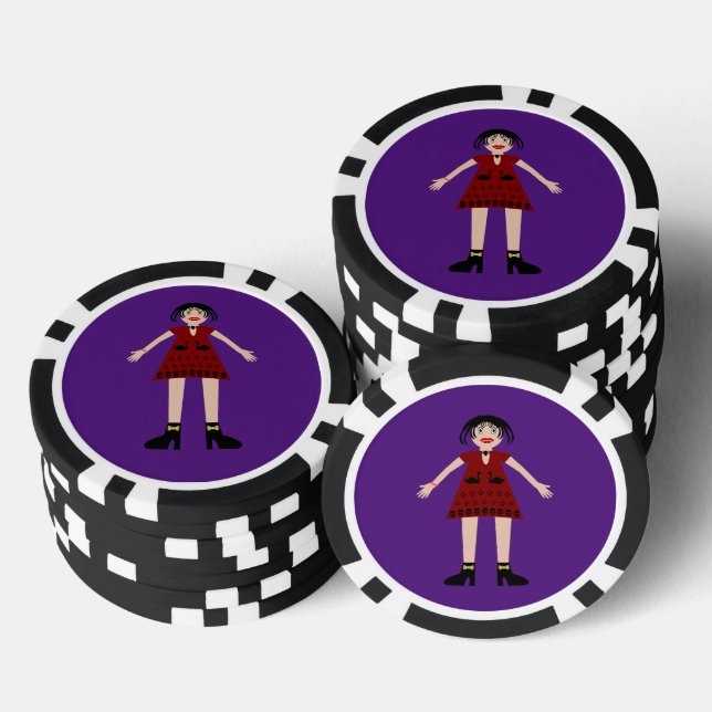 Lot De Jeton De Poker Gothique Halloween Vampire Lady (Empiler)