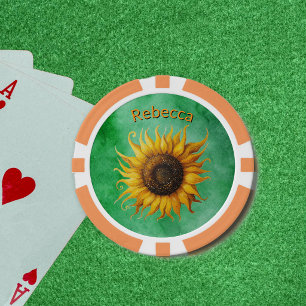 Lot De Jeton De Poker Grand tournesol jaune marron de printemps vert élé
