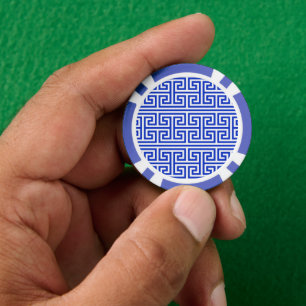 Lot De Jeton De Poker Grec Meander Carré clé H Motif bleu