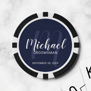 Lot De Jeton De Poker Groomsmans de marine moderne Script personnalisé