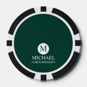 Lot De Jeton De Poker Groomsmen Personnalisé Classique Monogramme et nom
