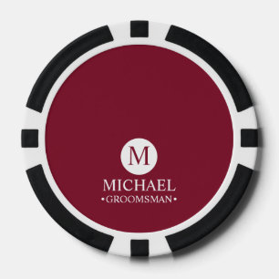 Lot De Jeton De Poker Groomsmen Personnalisé Classique Monogramme et nom