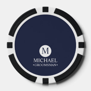 Lot De Jeton De Poker Groomsmen Personnalisé Classique Monogramme et nom