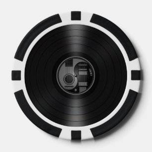 Lot De Jeton De Poker Guitares Yin Yang gris et noir Vinyl Graphisme