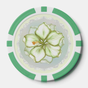 Lot De Jeton De Poker Hibiscus & dentelle BLANC