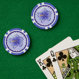 Lot De Jeton De Poker Hibiscus & dentelle BLEU