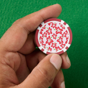 Lot De Jeton De Poker Hibiscus rouge, Fleurs rouges, Motif de fleurs