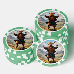 Lot De Jeton De Poker Highland Cow Dansant Le Highland Fling,