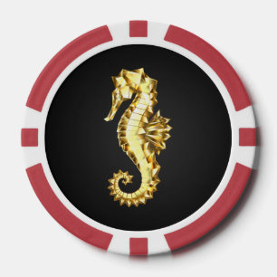Lot De Jeton De Poker Hippocampe Polygonal Or