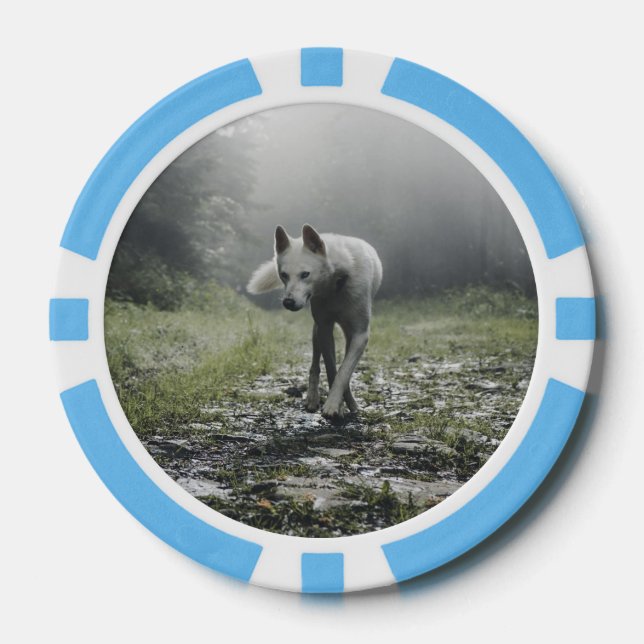 Lot De Jeton De Poker Husky Sibérien Blanc (Recto)