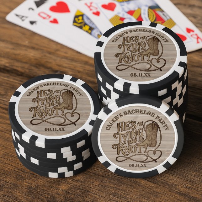 Lot De Jeton De Poker Il Noue le Nœud Enterrement de Vie de Garçon Cow-b (Créateur téléchargé)