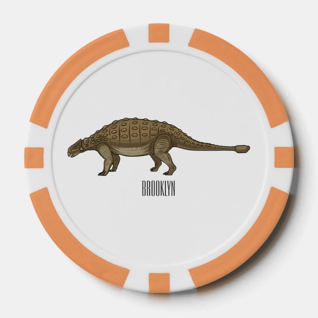 Lot De Jeton De Poker Illustration d'Ankylosaurus (Recto)
