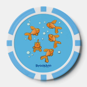 Lot De Jeton De Poker Illustration de caricature de poisson rouge orange