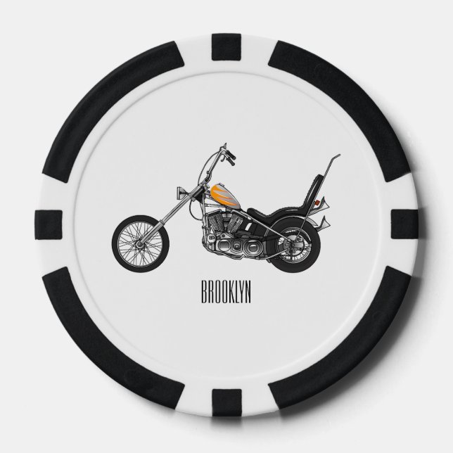 Lot De Jeton De Poker Illustration de Chopper Motorcycle 1950 (Recto)