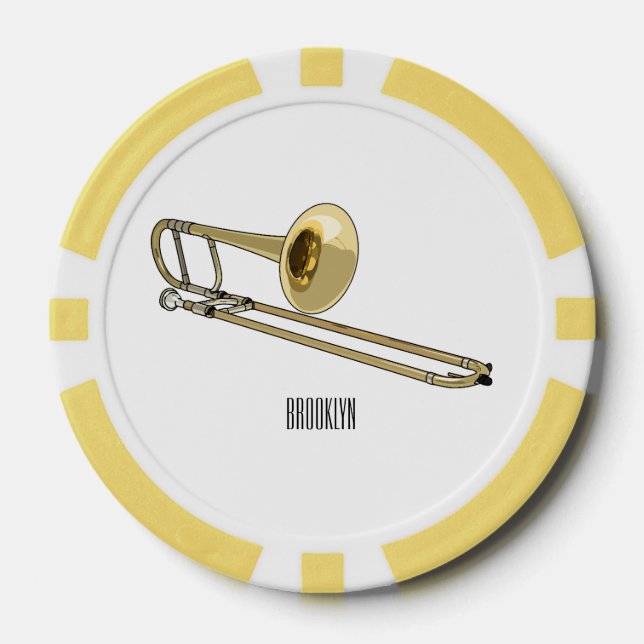 Lot De Jeton De Poker Illustration de dessin animé de Trombone (Recto)