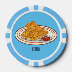 Lot De Jeton De Poker Illustration de dessin animé sur le poulet frit