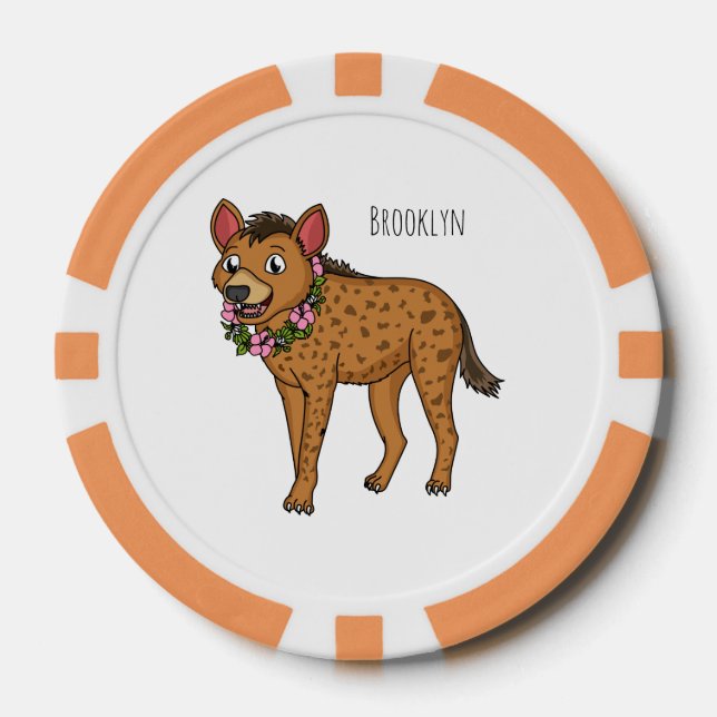 Lot De Jeton De Poker Illustration de Hyena et de fleurs (Recto)