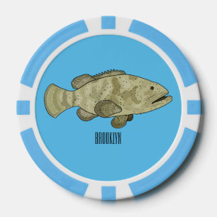 Lot De Jeton De Poker Illustration de la caricature du poisson de mérou