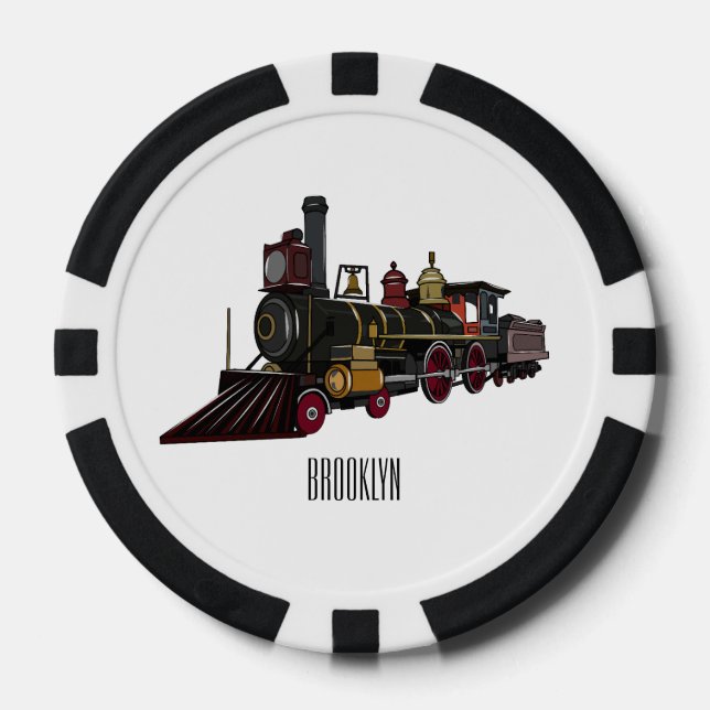 Lot De Jeton De Poker Illustration de la locomotive à vapeur (Recto)