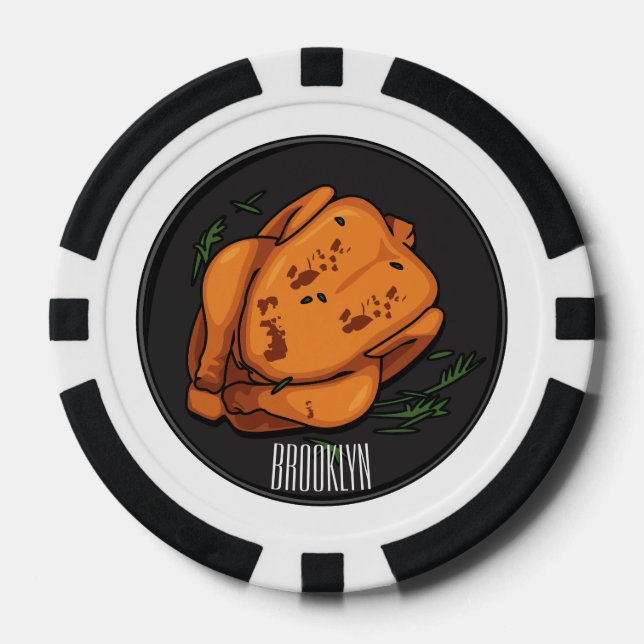 Lot De Jeton De Poker Illustration de poulet rôti (Recto)